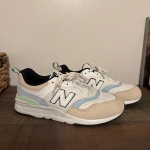 New Balance Tan and Blue Sneakers